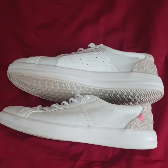 Hey Dude Women's White and Pink Sneakers Size 10W Great Condition 🌺 Spring - Picture 10 of 10